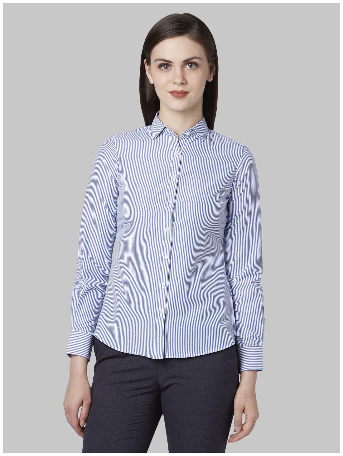 

Park Avenue Women Blue Striped Regular Fit Shirt
