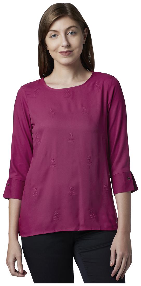 

Park Avenue Women Embroidered Regular top - Red