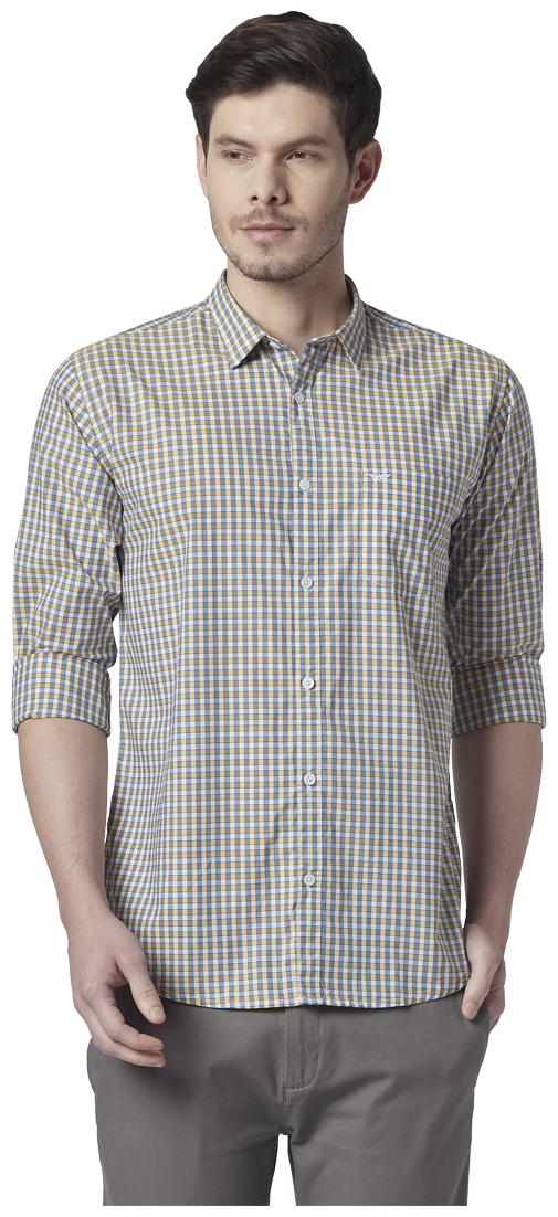 

Park Avenue Men Yellow Checked Slim Fit Casual Shirt