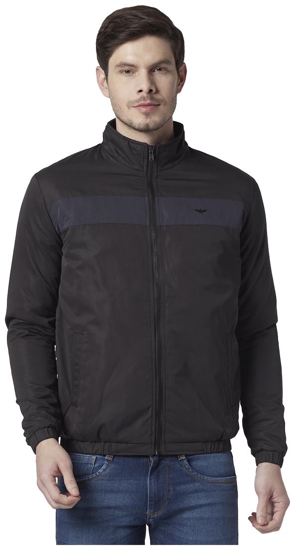 

Park Avenue Men Black Solid Bomber jacket
