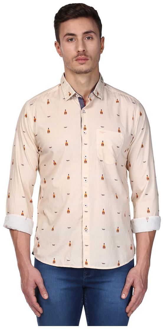 

Park Avenue Men Brown Printed Slim Fit Casual Shirt