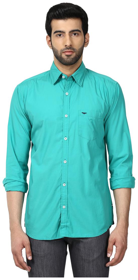 

Park Avenue Men Green Solid Slim Fit Casual Shirt