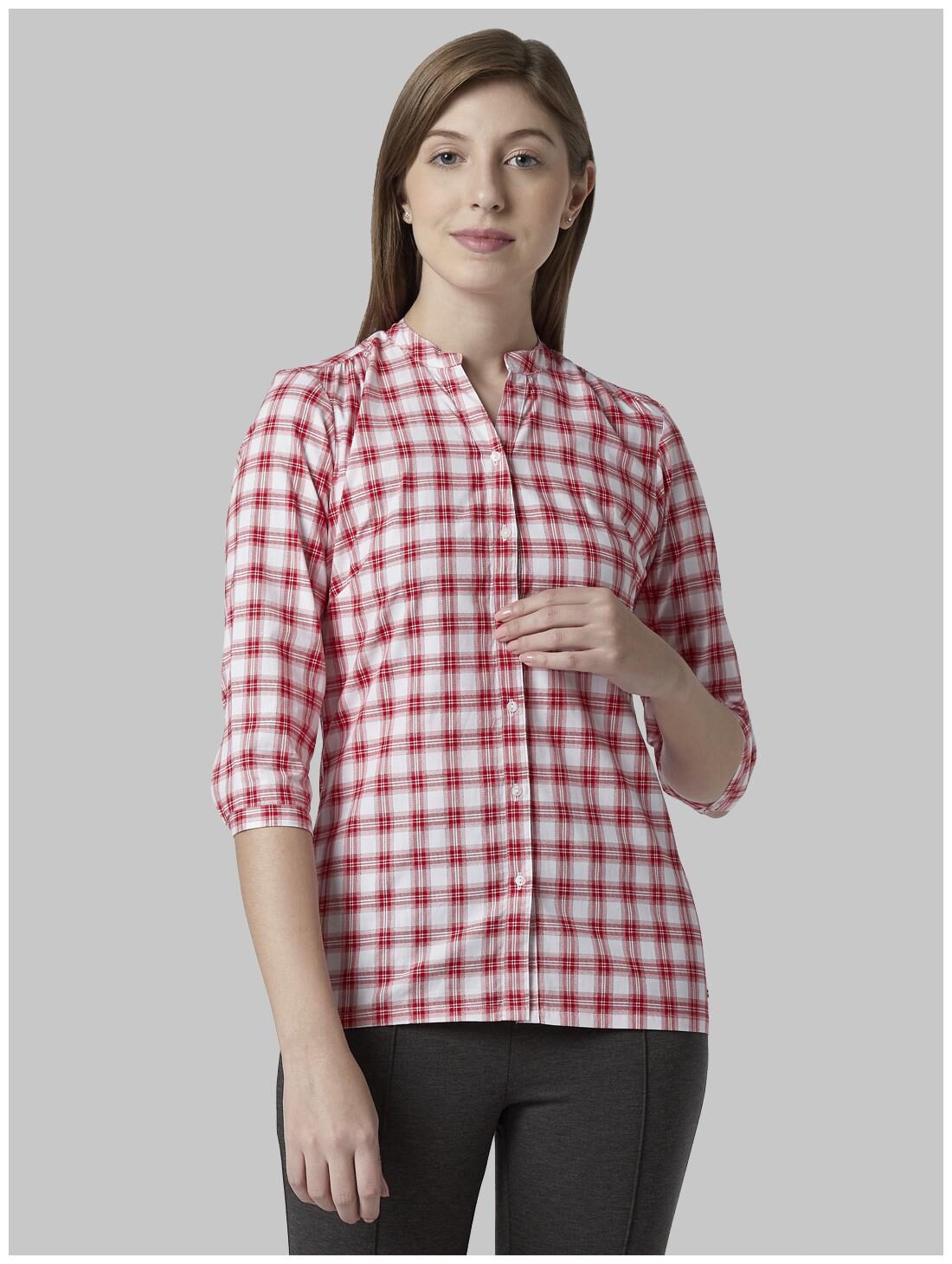 

Park Avenue Women Checked Regular top - Red