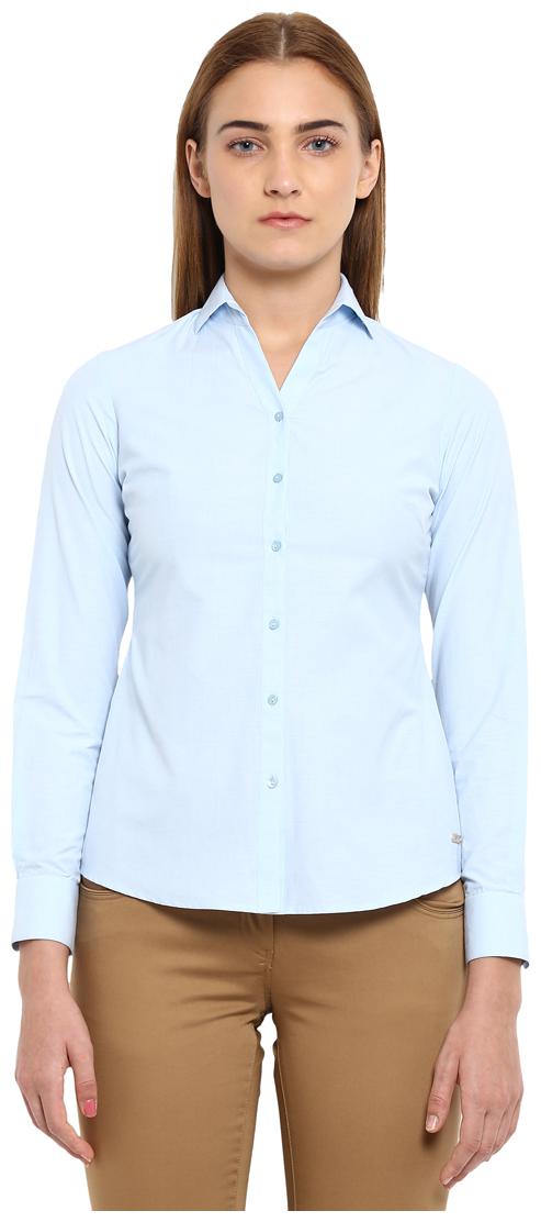 

Park Avenue Women Blue Solid Regular Fit Shirt
