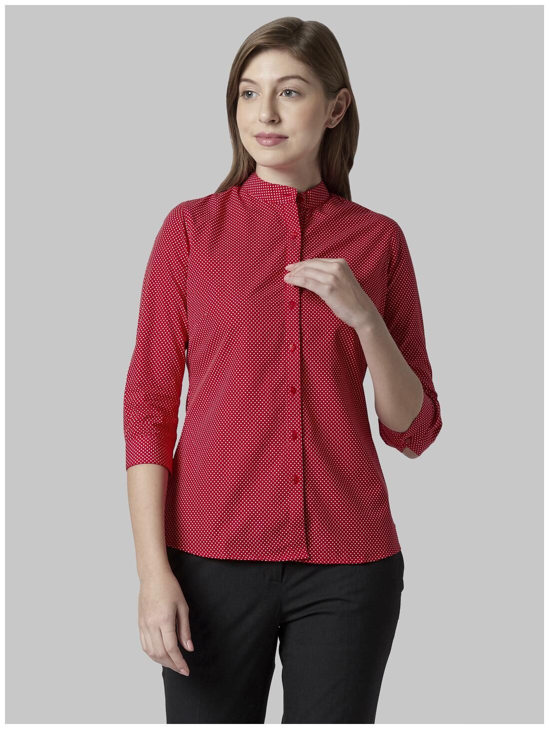 

Park Avenue Women Red Printed Regular Fit Shirt