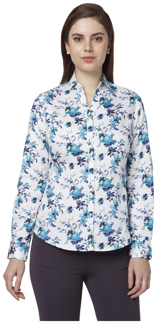

Park Avenue Women Blue Printed Regular Fit Shirt