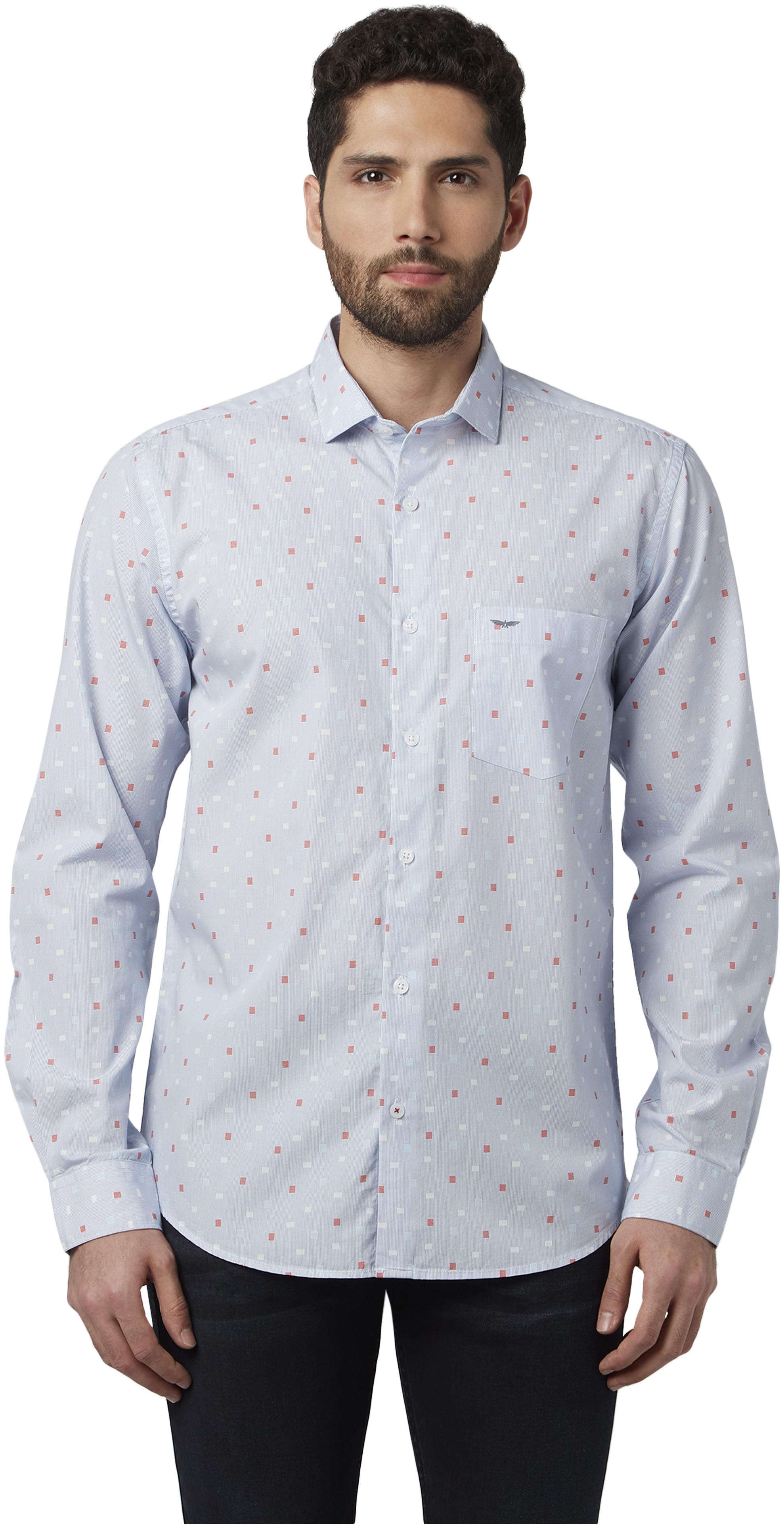 

Park Avenue Men Blue Printed Slim Fit Casual Shirt