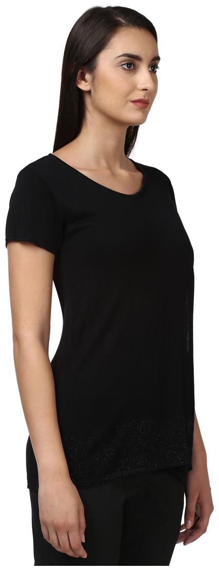 

Park Avenue Women Black Regular fit Round neck Viscose rayon T shirt
