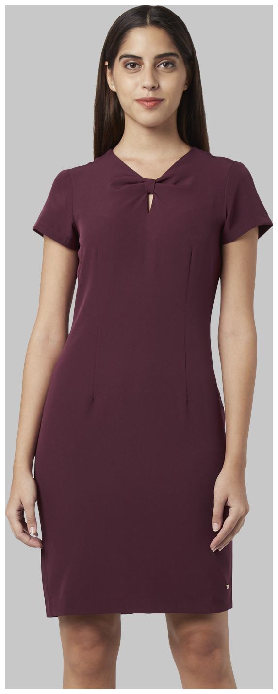 

Park Avenue Maroon Solid Fit flare dress