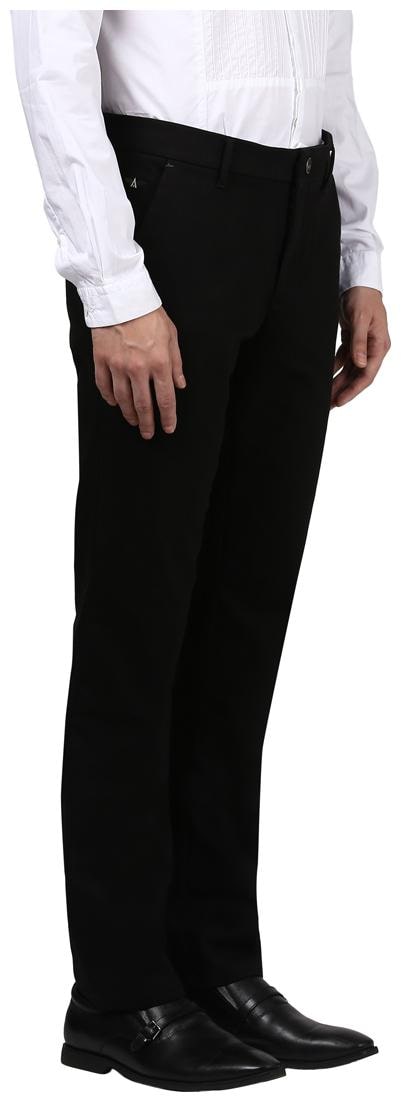 

Park Avenue Men Black Solid Tapered fit Regular trousers