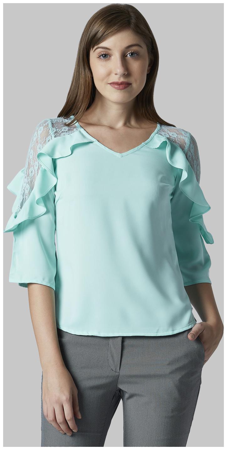 

Park Avenue Women Polyester Solid Regular Top Turquoise