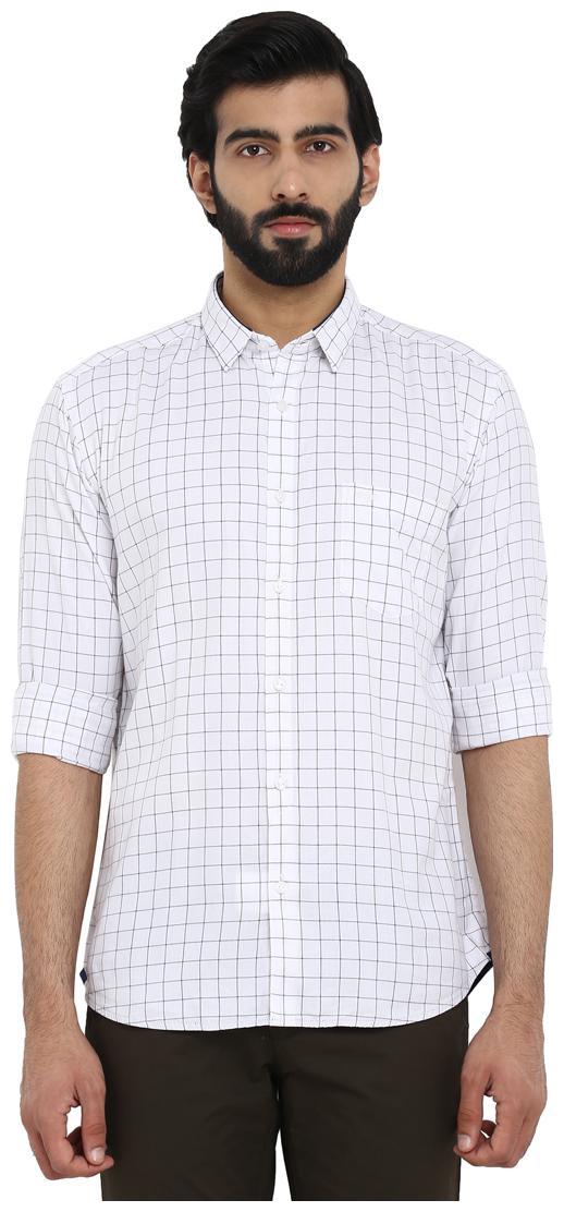 

Park Avenue Men White Checked Slim Fit Casual Shirt