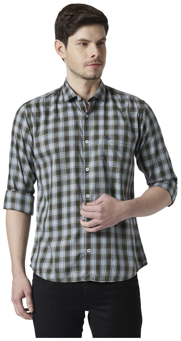 

Park Avenue Men Green Checked Slim Fit Casual Shirt