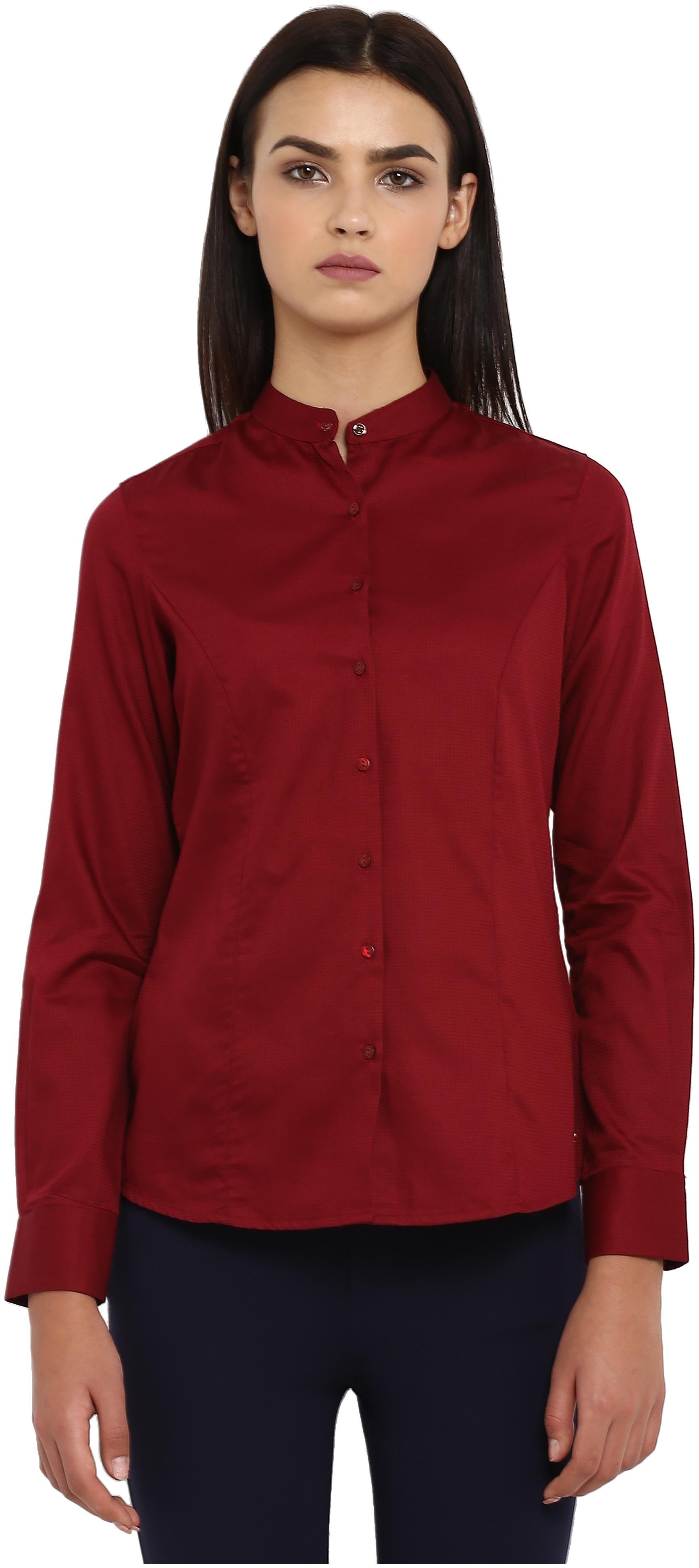

Park Avenue Women Maroon Self Design Regular Fit Shirt