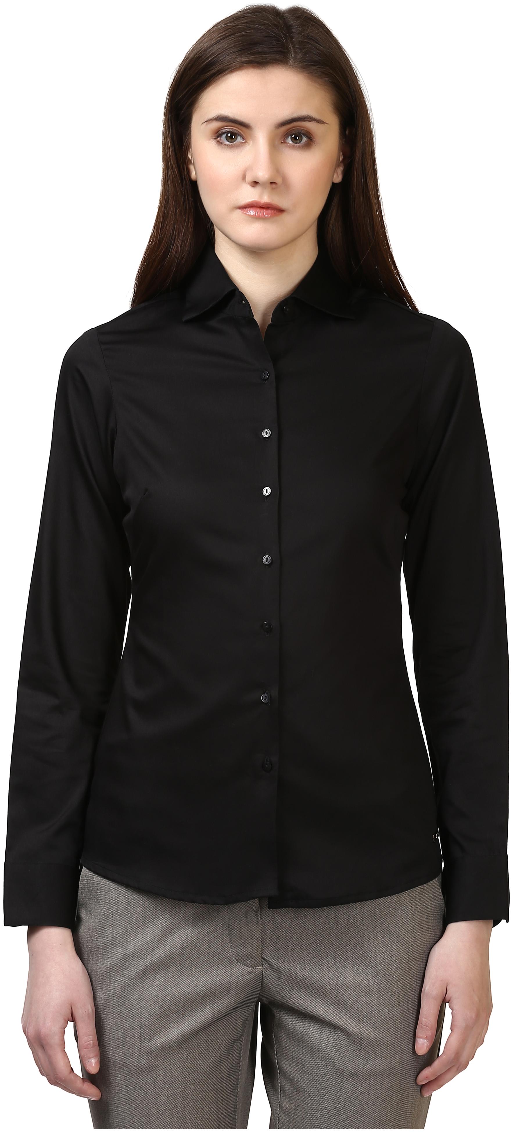 

Park Avenue Women Black Solid Regular Fit Shirt