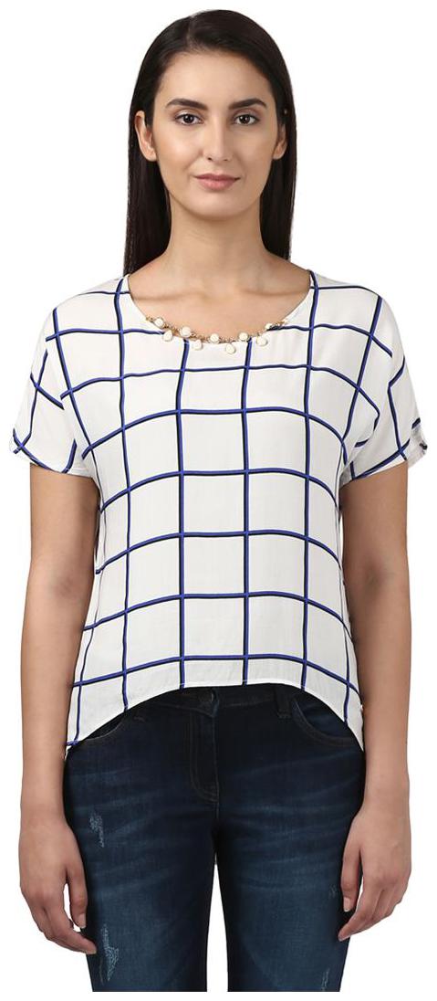 

Park Avenue Women Checked Regular top - White