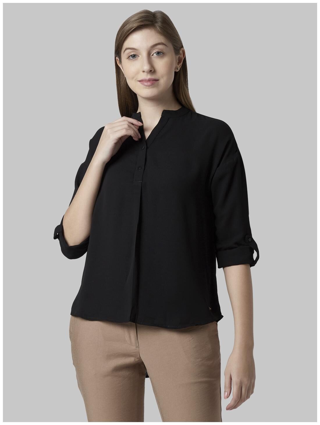 

Park Avenue Women Solid Regular top - Black