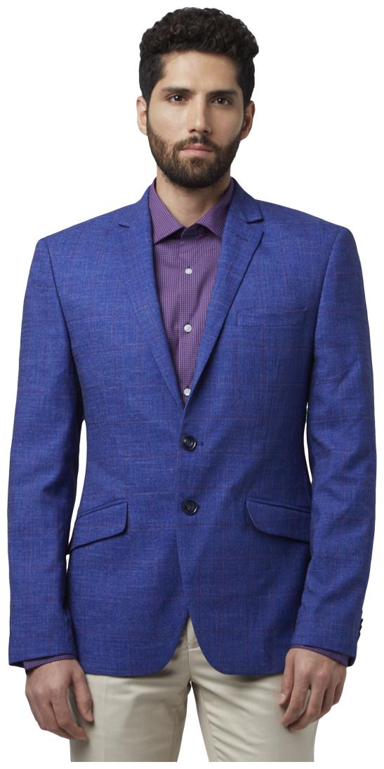 

Park Avenue Men Blue Checked Slim fit Single Breasted Blazer