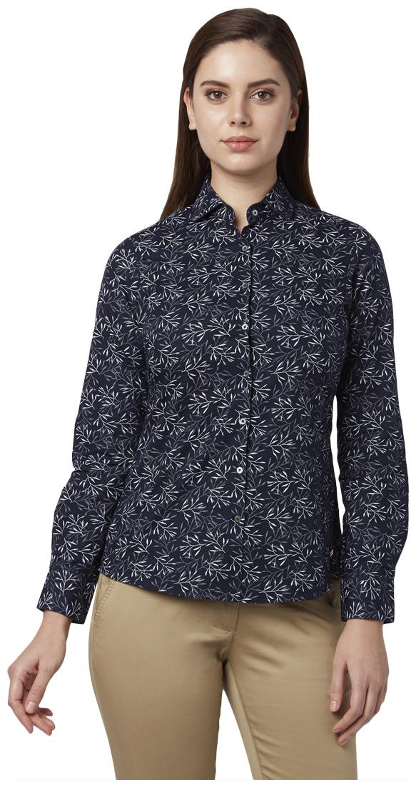 

Park Avenue Women Blue Printed Regular Fit Shirt