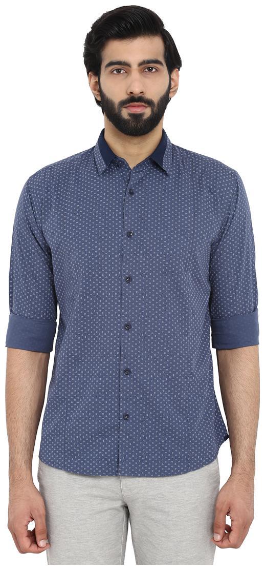 

Park Avenue Men Blue Printed Slim Fit Casual Shirt