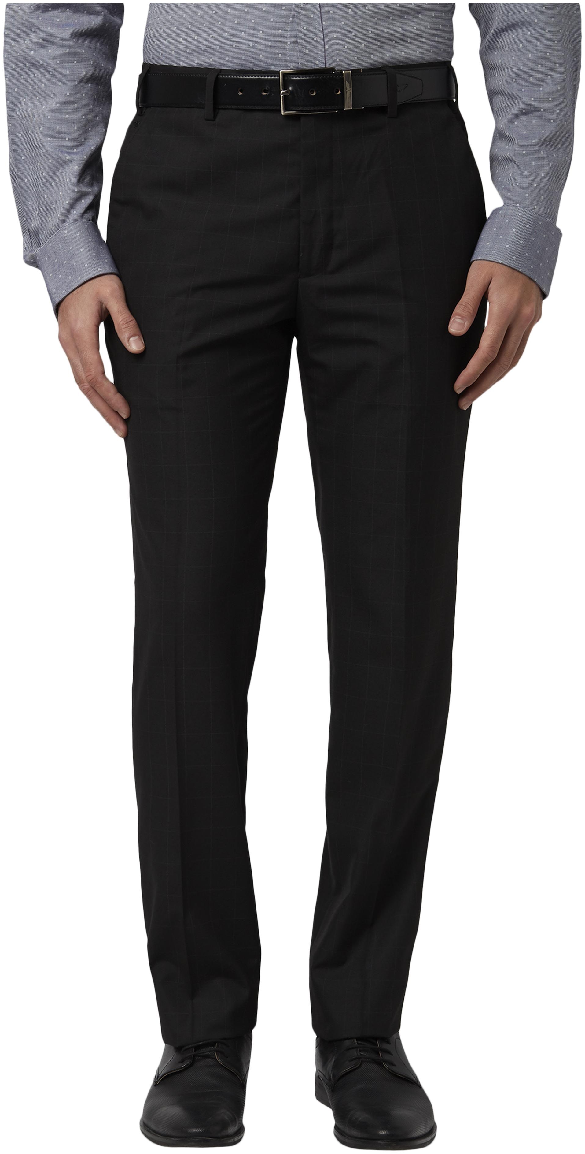 

Park Avenue Men Checked Regular Fit Formal Trouser - Black