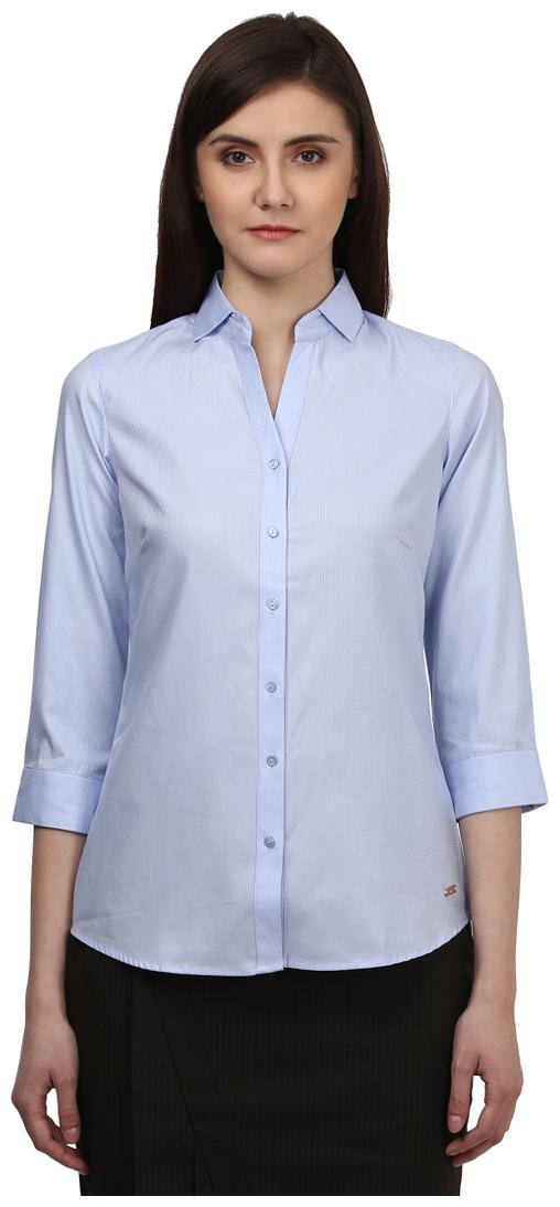

Park Avenue Women Blue Solid Regular Fit Shirt