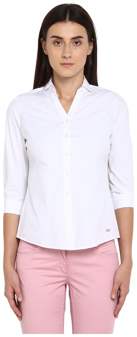 

Park Avenue Women White Solid Regular Fit Shirt