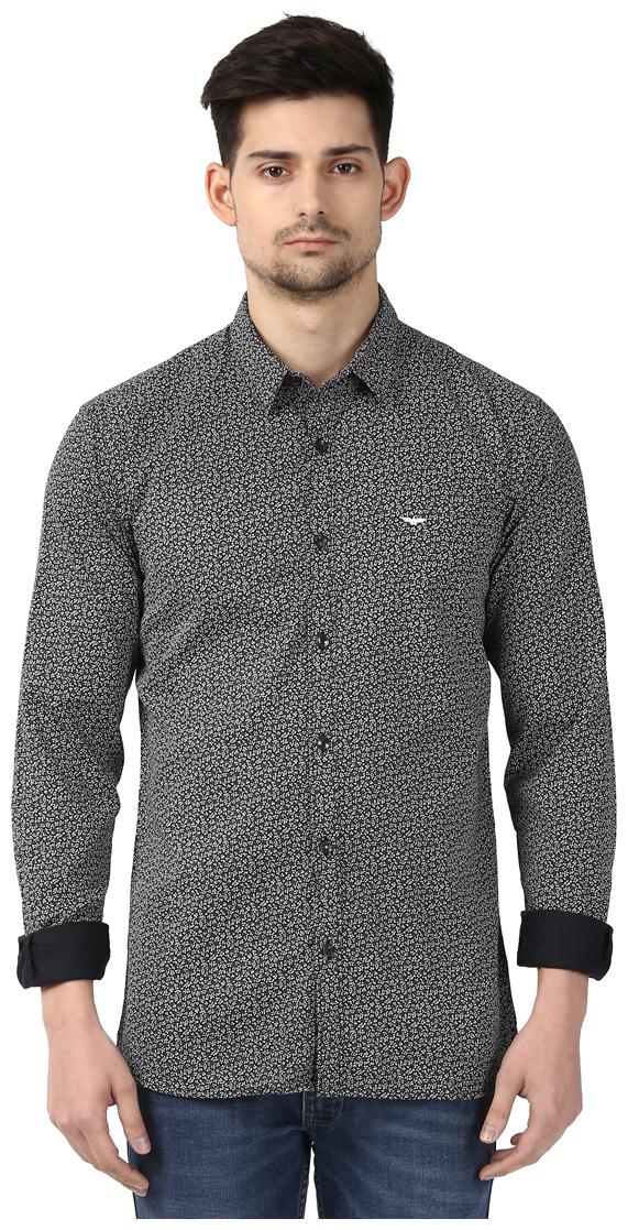 

Park Avenue Men Black Printed Slim Fit Casual Shirt