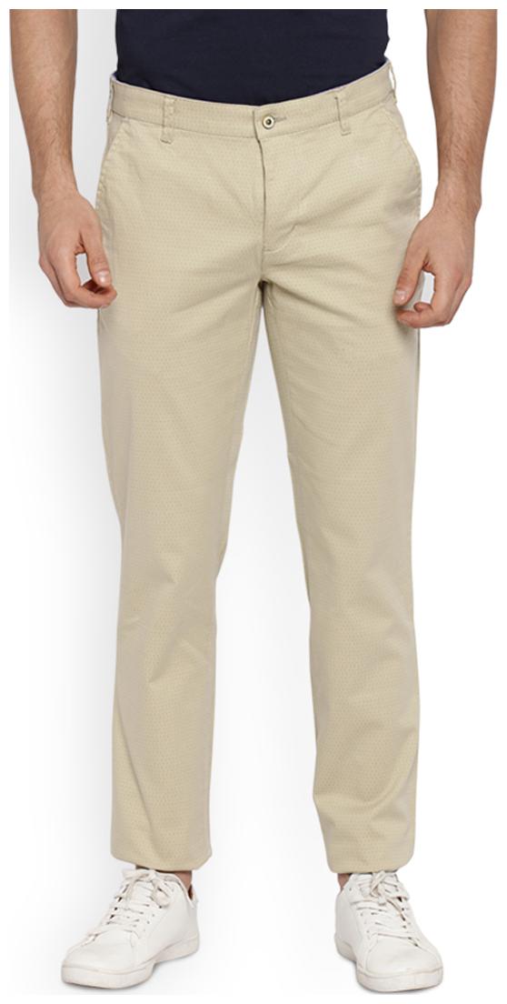 

Park Avenue Men Cream Solid Tapered fit Wrinkle free Regular trousers