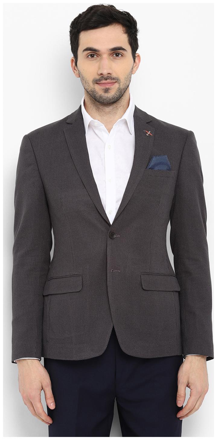 

Park Avenue Men Grey Solid Regular fit Single Breasted Blazer