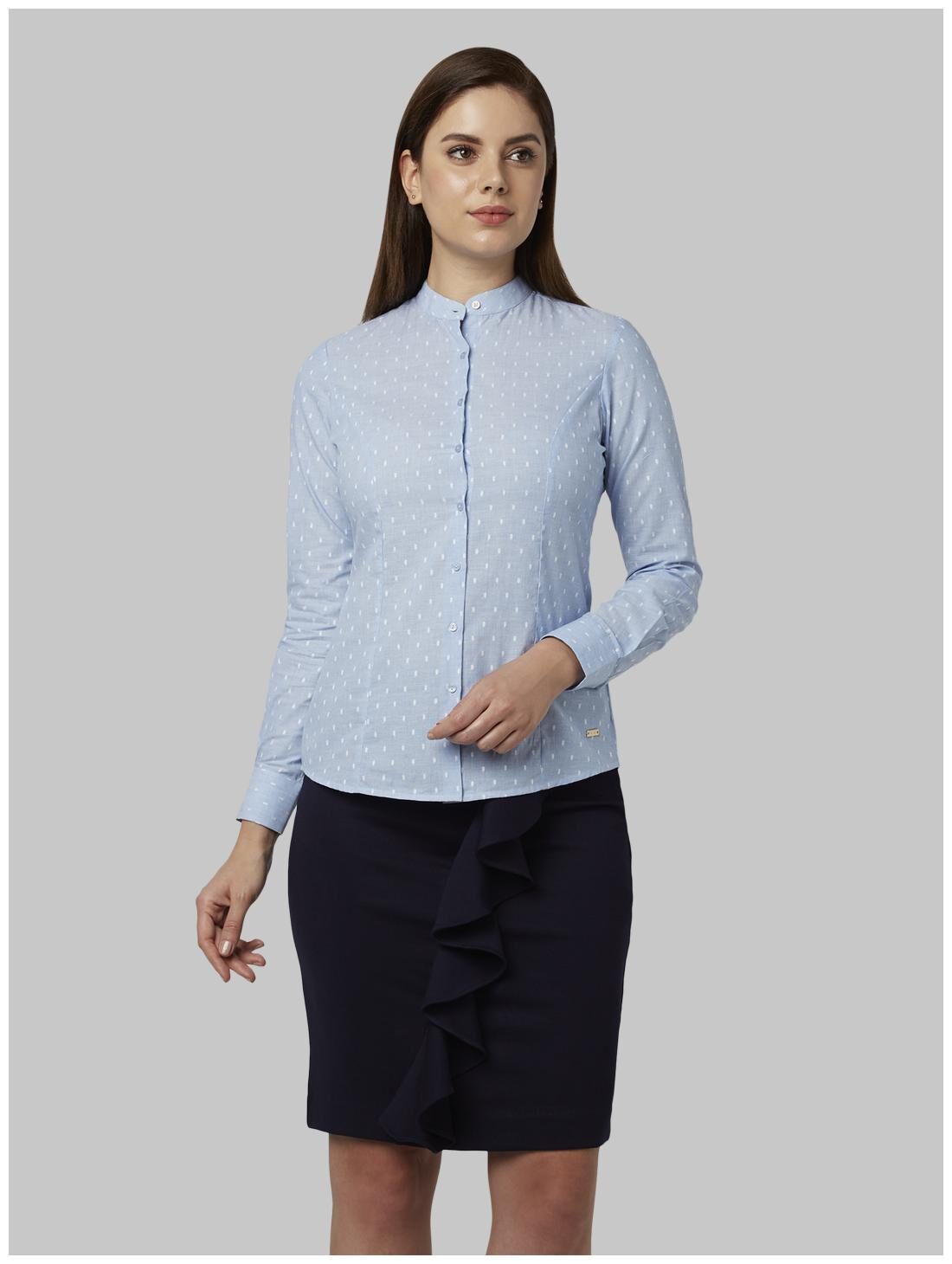 

Park Avenue Women Blue Solid Regular Fit Shirt