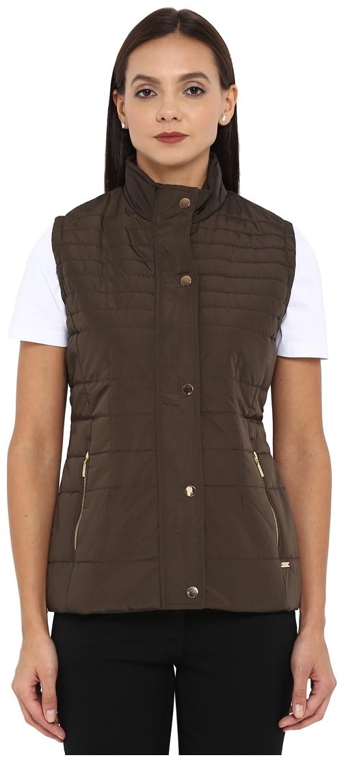 

Park Avenue Women Solid Regular Jacket - Brown