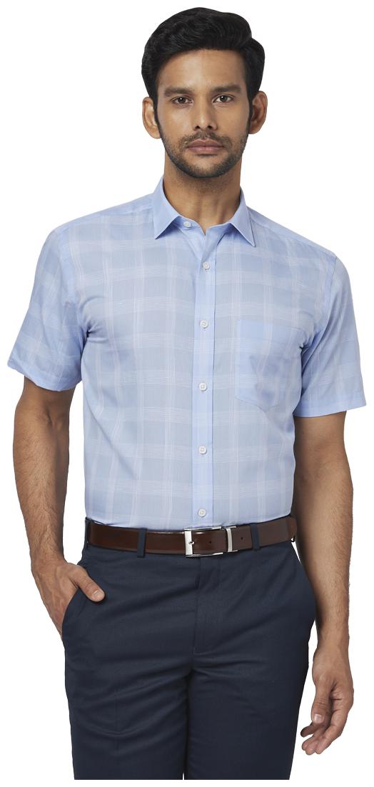 

Park Avenue Men Blue Checked Regular Fit Casual Shirt