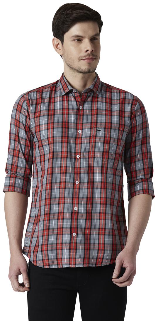 

Park Avenue Men Red Checked Slim Fit Casual Shirt