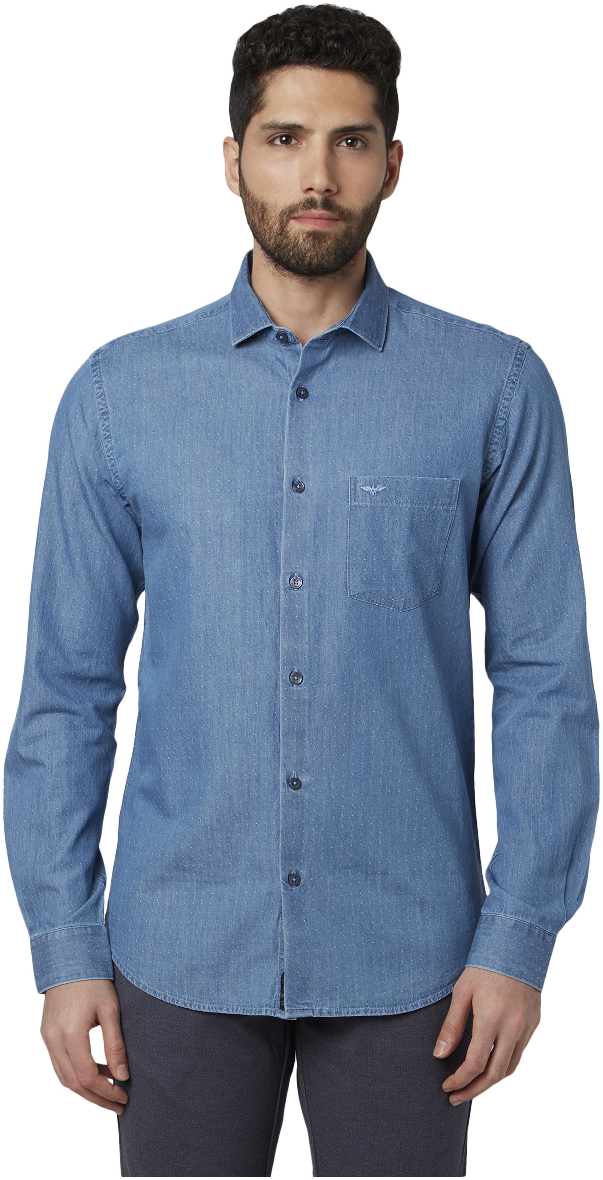 

Park Avenue Men Blue Solid Slim Fit Casual Shirt