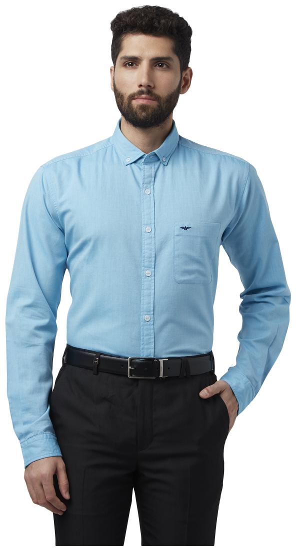 

Park Avenue Men Blue Solid Slim Fit Casual Shirt