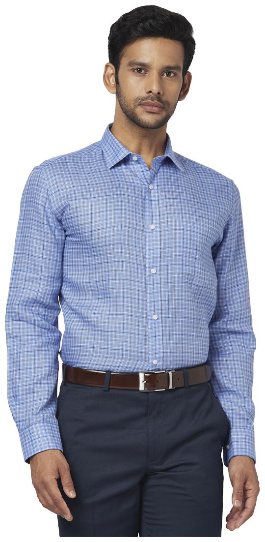

Park Avenue Men Blue Checked Regular Fit Casual Shirt