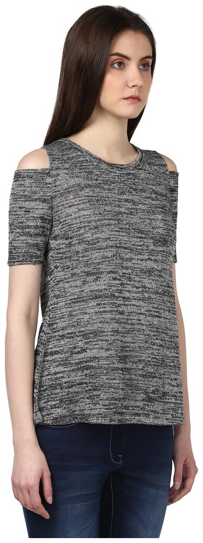 

Park Avenue Women Solid Acrylic Blend Grey Regular Fit Round Neck Half Sleeve T-SHIRT