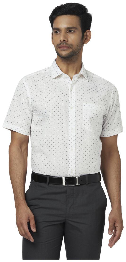 

Park Avenue Men White Printed Regular Fit Casual Shirt