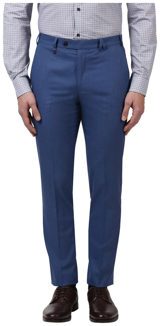 Buy Park Avenue Men Solid Regular Fit Formal Trouser - Blue Online at ...