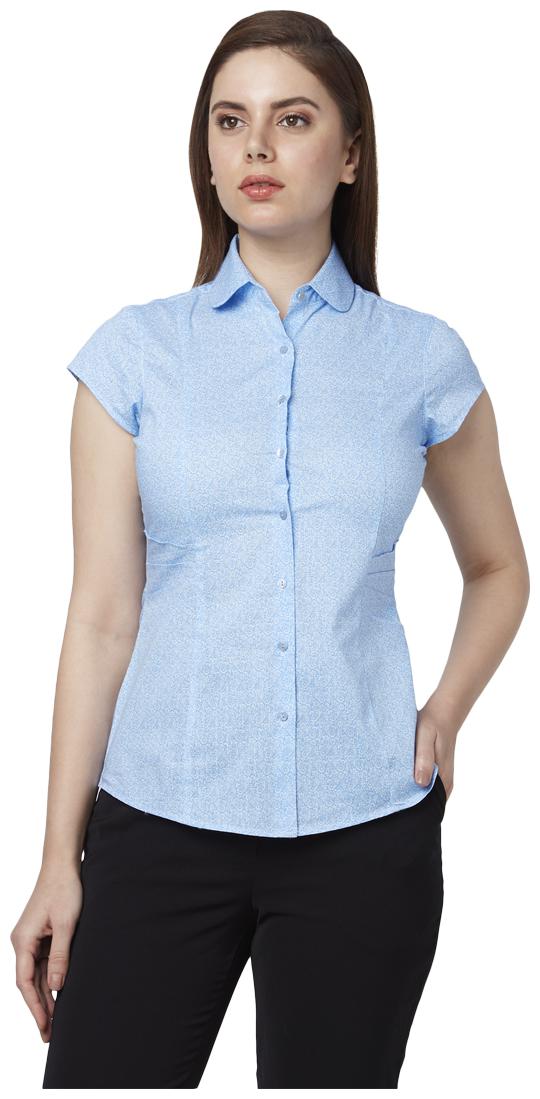 

Park Avenue Women Blue Printed Regular Fit Shirt
