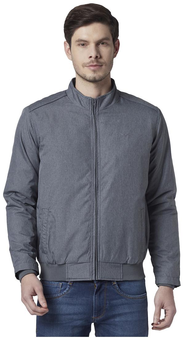 

Park Avenue Men Grey Solid Bomber jacket
