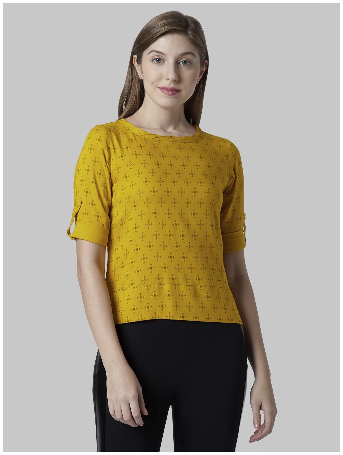 

Park Avenue Women Printed Regular top - Yellow