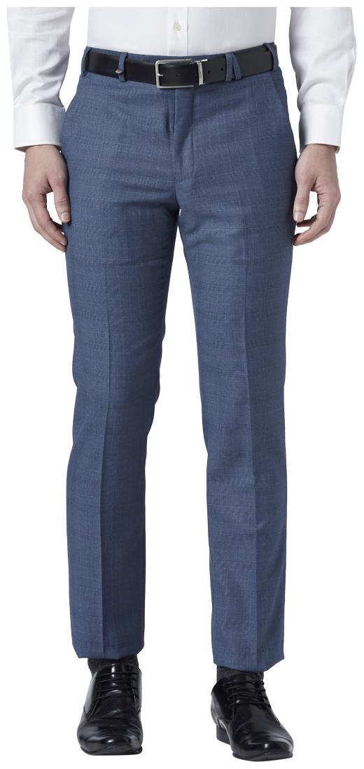 

Park Avenue Men Checked Slim Fit Formal Trouser - Blue