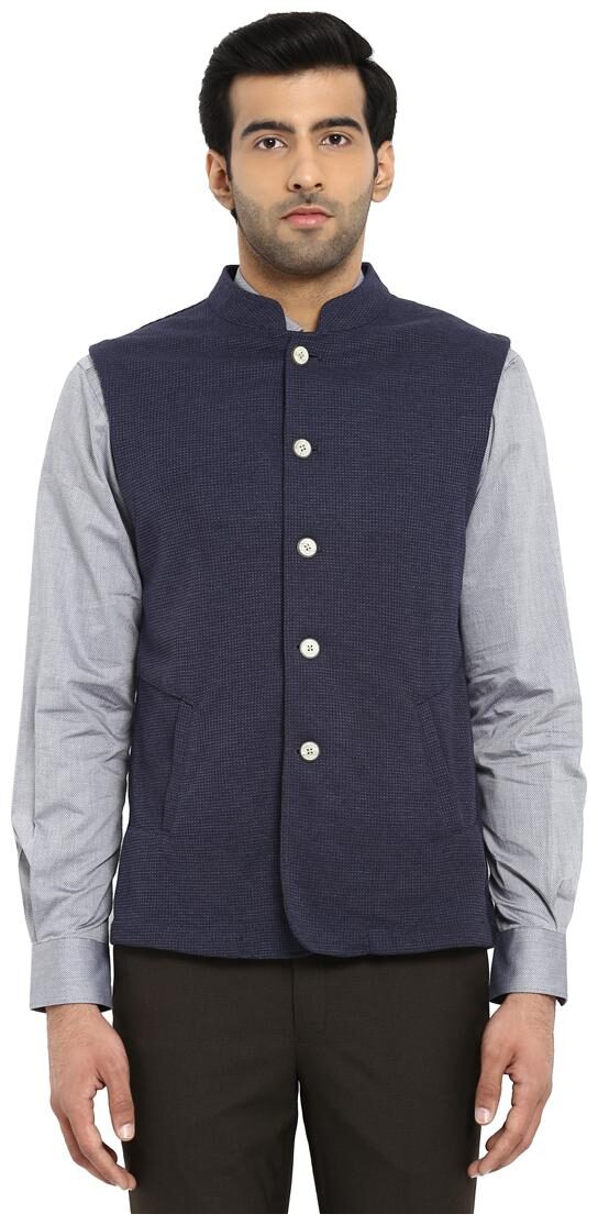 

Park Avenue Blue Slim Cotton Blend Blazer