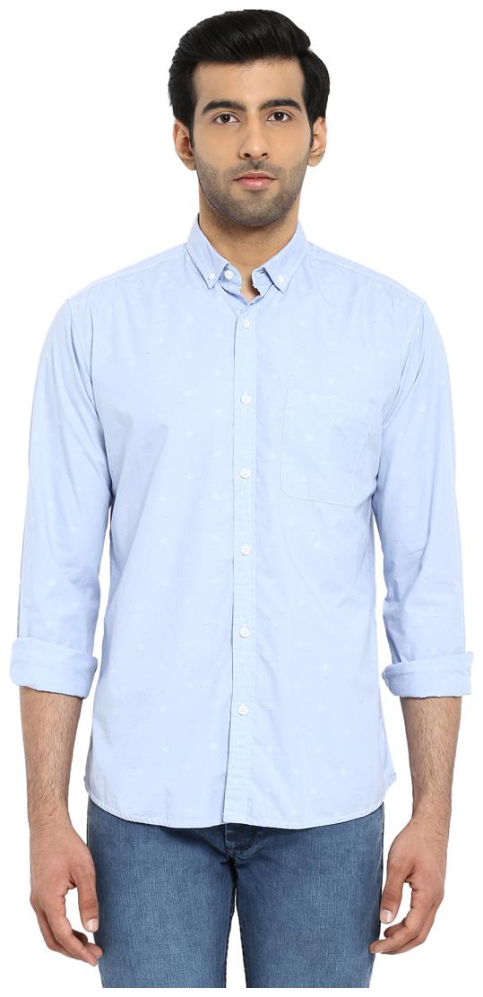 

Park Avenue Men Blue Printed Slim Fit Casual Shirt