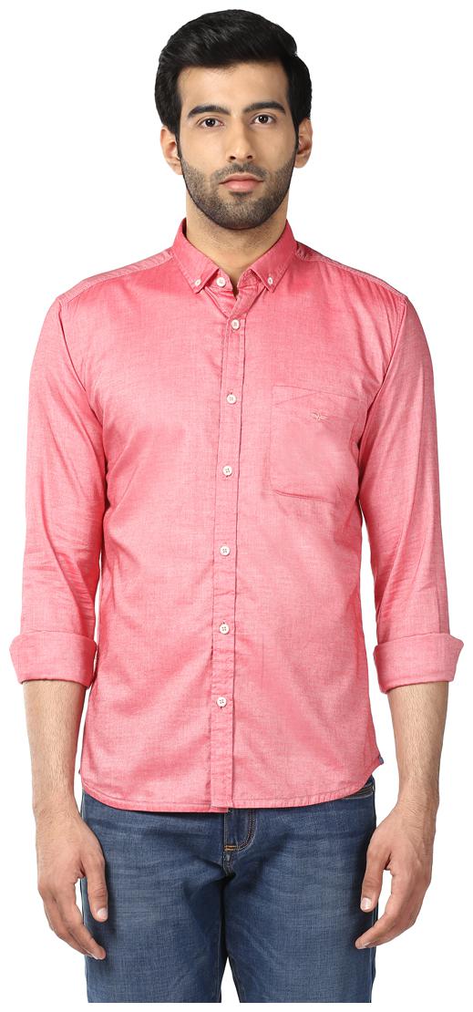 

Park Avenue Men Red Solid Slim Fit Casual Shirt