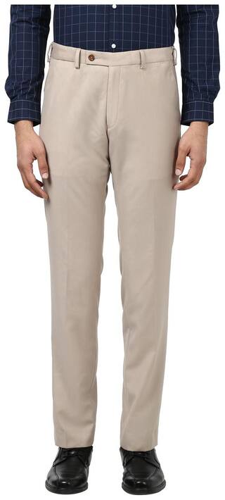 Buy Park Avenue Men Solid Slim Fit Formal Trouser - Beige Online at Low ...