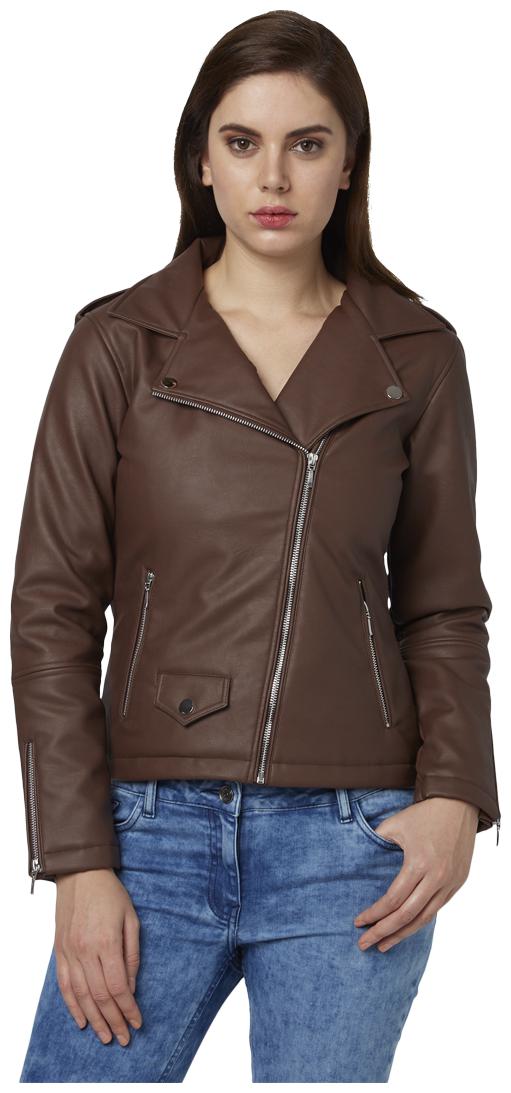 

Park Avenue Women Solid Regular Jacket - Brown
