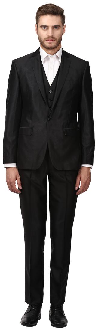 

Park Avenue Men Rayon Single Breasted Suit Black color
